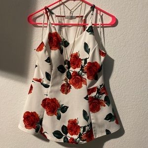 White shirt with roses